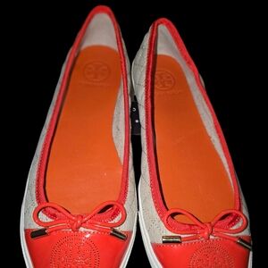 Tory Burch Orange and Beige Flats
